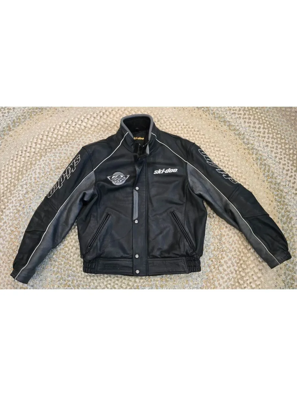 Vtg Y2K Ski-Doo RT 1000 Leather Racing Bombardier Jacket Mens XL Heavyweight EUC